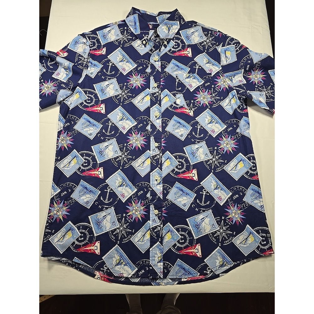 Chaps‎ Nautical Boats Shirt Coastal Preppy Button Down Men's Large